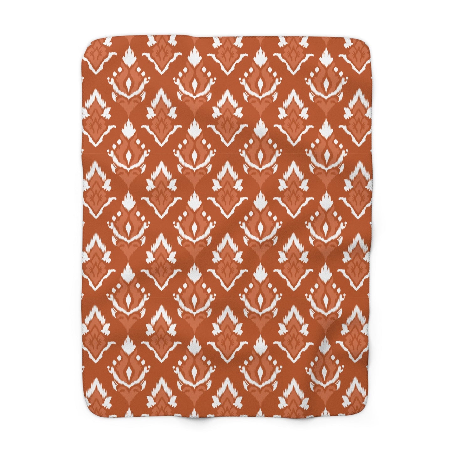 Sherpa Blanket | Dark Orange & White | Ikat