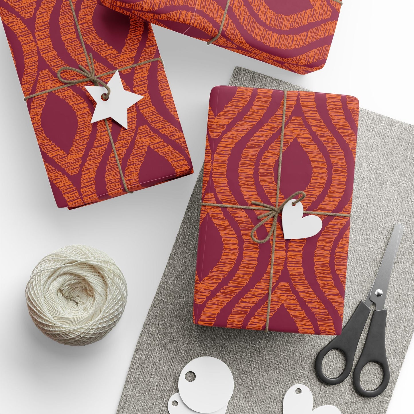 Gift Wrap | Maroon & Orange | Ogee
