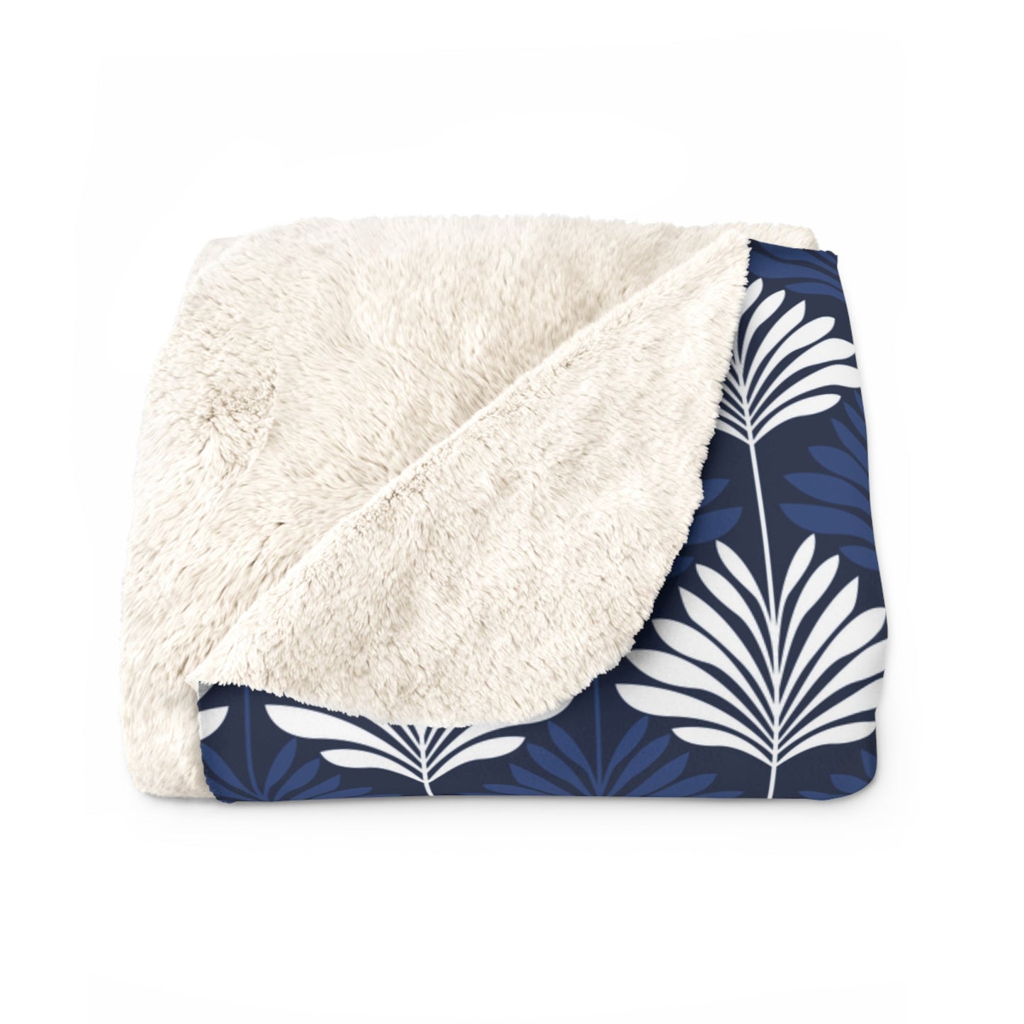 Sherpa Fleece Blanket | Navy & White | Deco