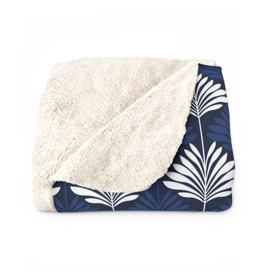 Sherpa Fleece Blanket | Navy & White | Deco