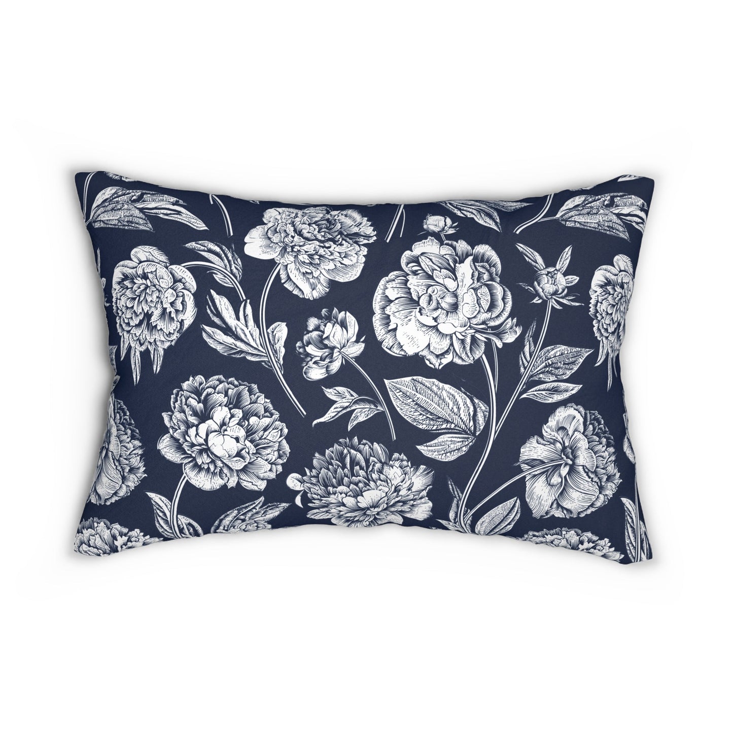 Pillow | Navy & White | Peony