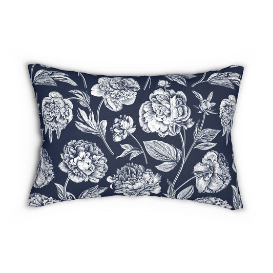 Pillow | Navy & White | Peony