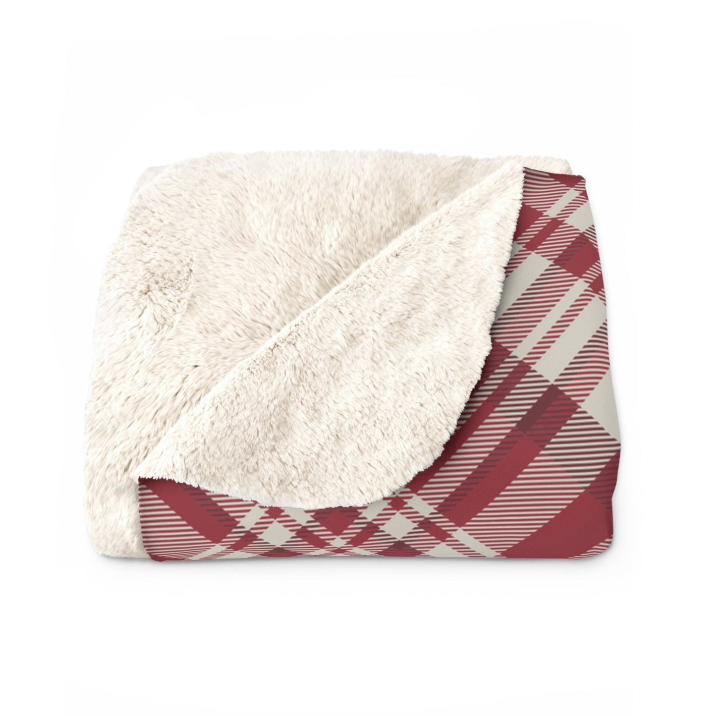 Sherpa Fleece Blanket | Maroon & White | Tartan