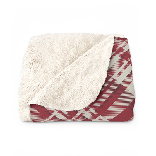 Sherpa Fleece Blanket | Maroon & White | Tartan