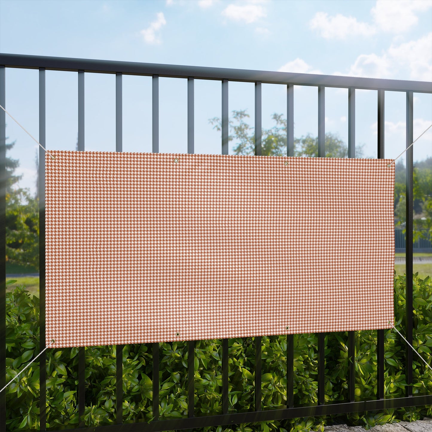 Banner | Dark Orange & White | Houndstooth