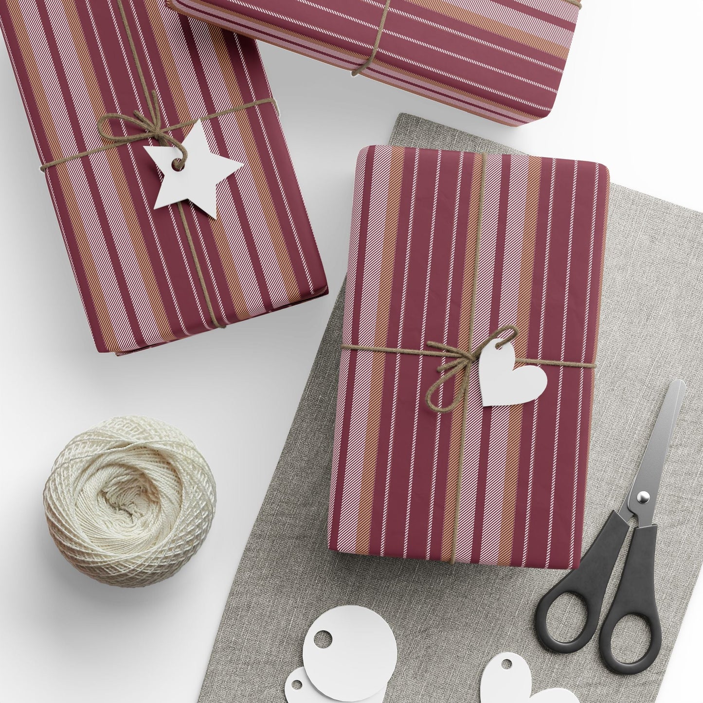 Gift Wrap | Maroon & Gold | Stripe