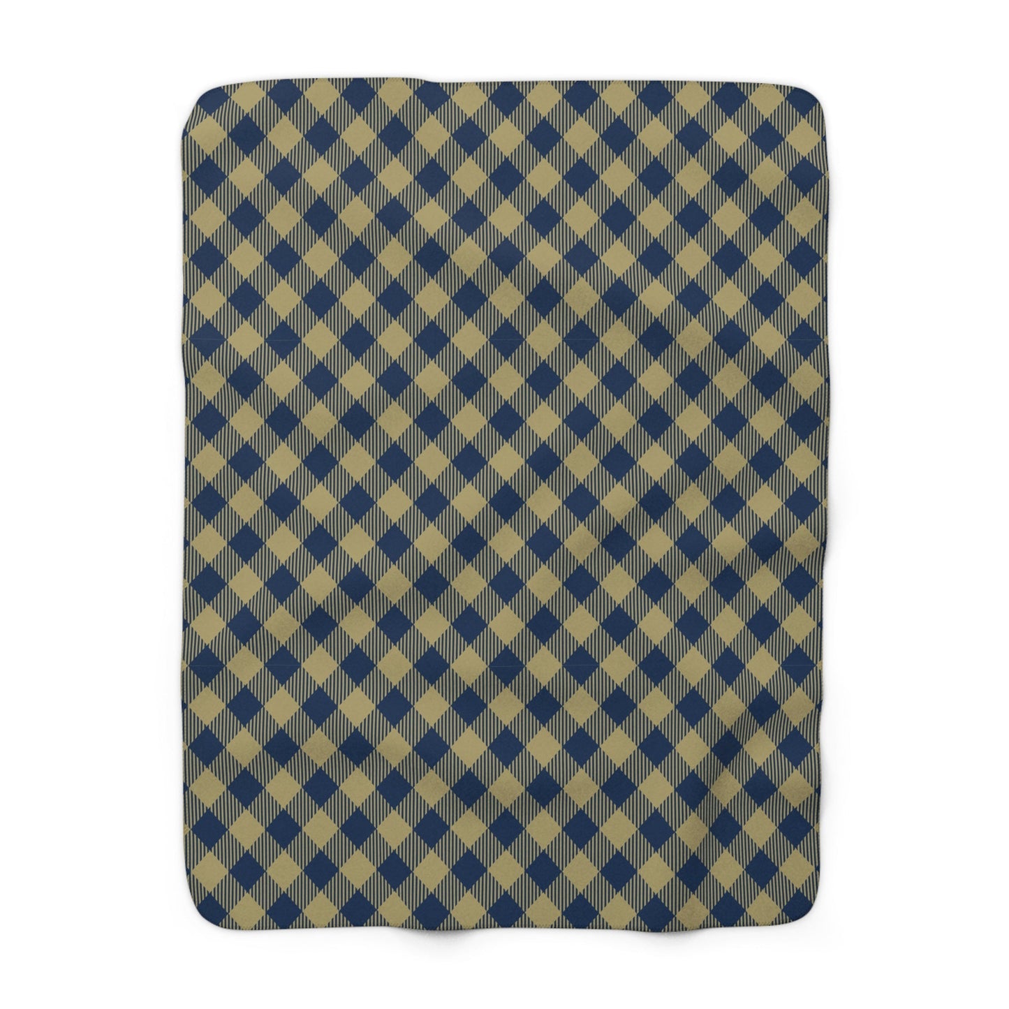 Sherpa Fleece Blanket | Blue & Gold | Gingham