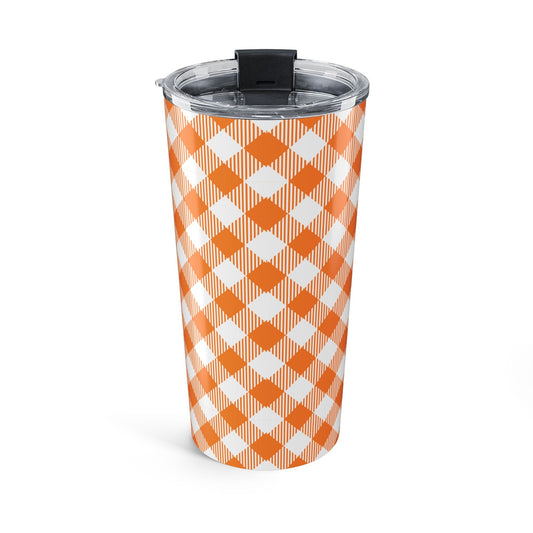 Tumbler | Orange & White | Gingham
