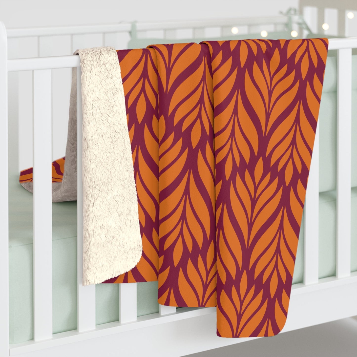 Sherpa Blanket | Maroon & Orange | Palm