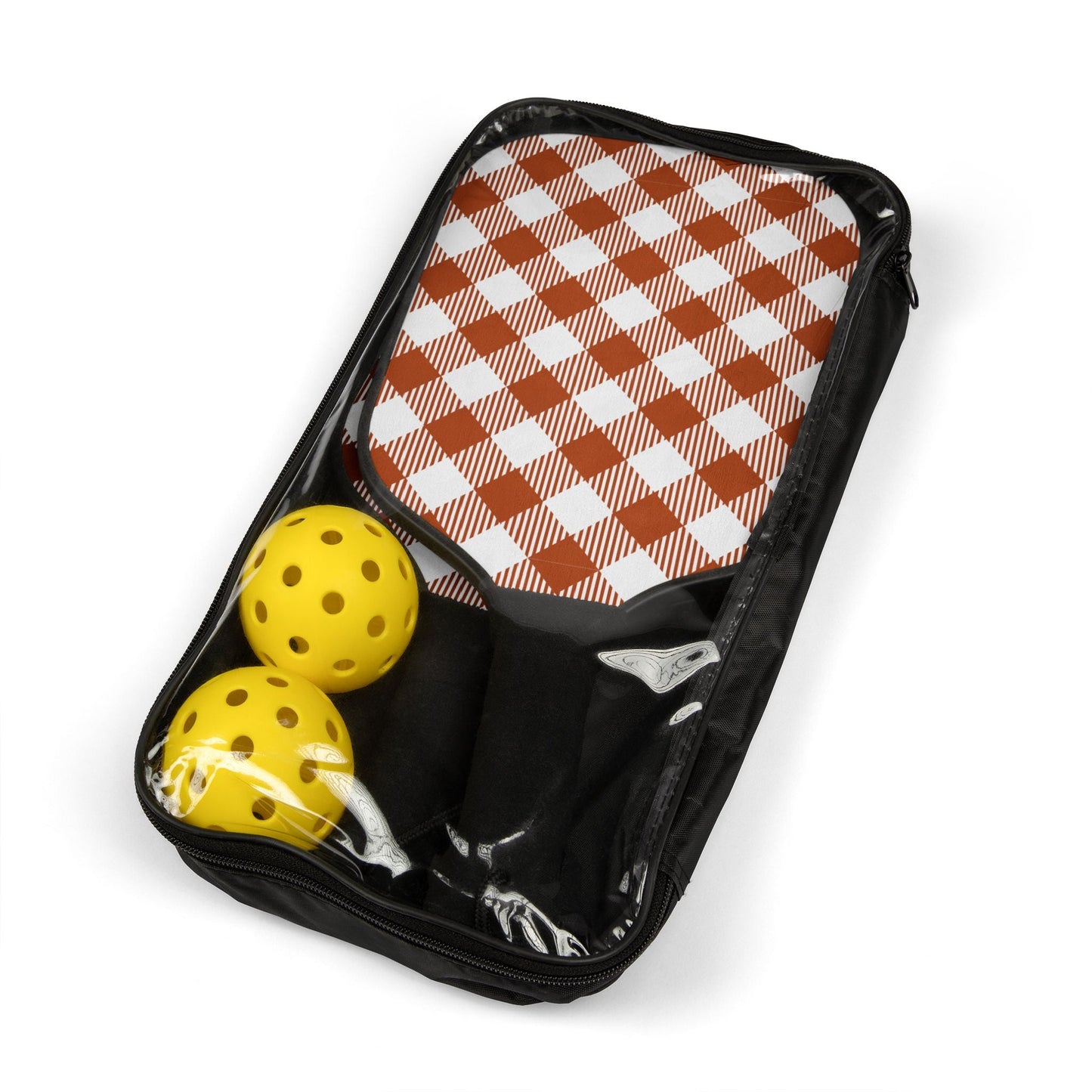 Pickleball Paddle Kit | Dark Orange & White | Gingham