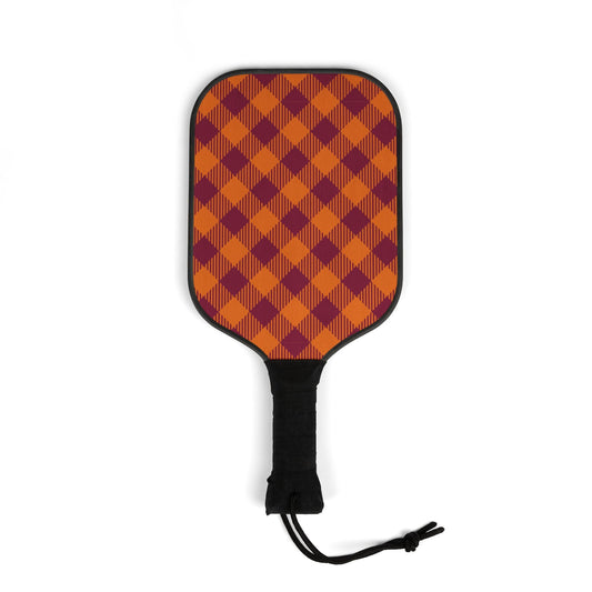 Pickleball Paddle Kit | Maroon & Orange | Gingham
