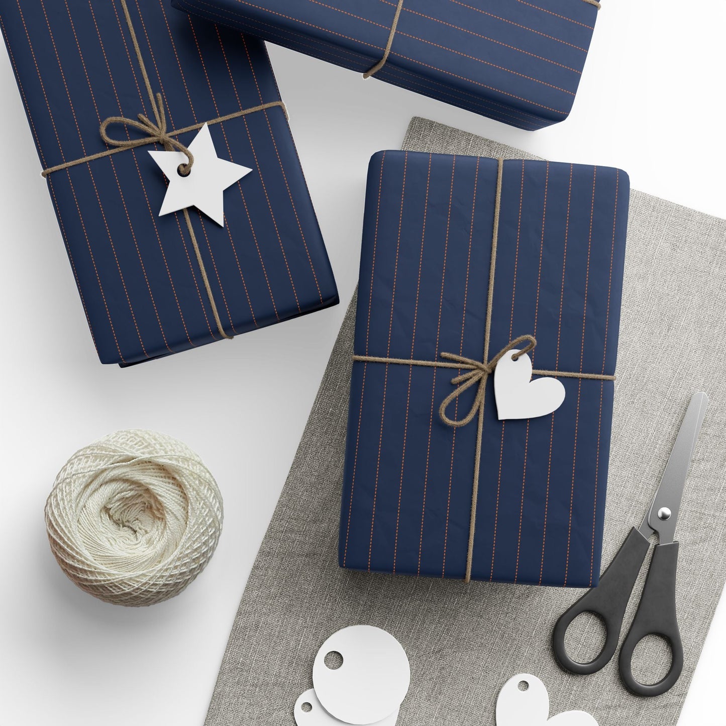 Gift Wrap | Orange & Blue | Pinstripe