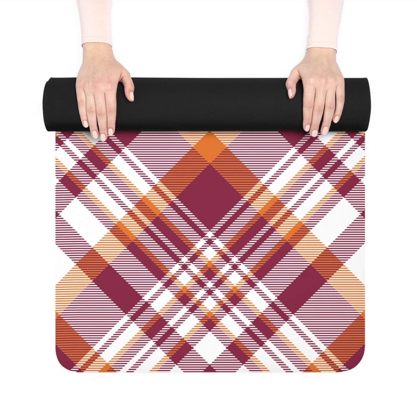 Yoga Mat | Maroon & Orange | Tartan