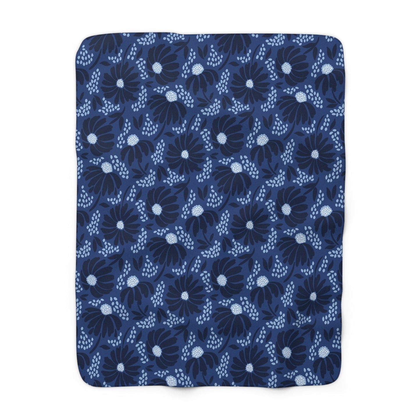 Sherpa Fleece Blanket | Navy & White | Bellis