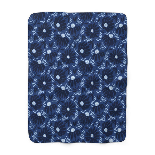 Sherpa Fleece Blanket | Navy & White | Bellis