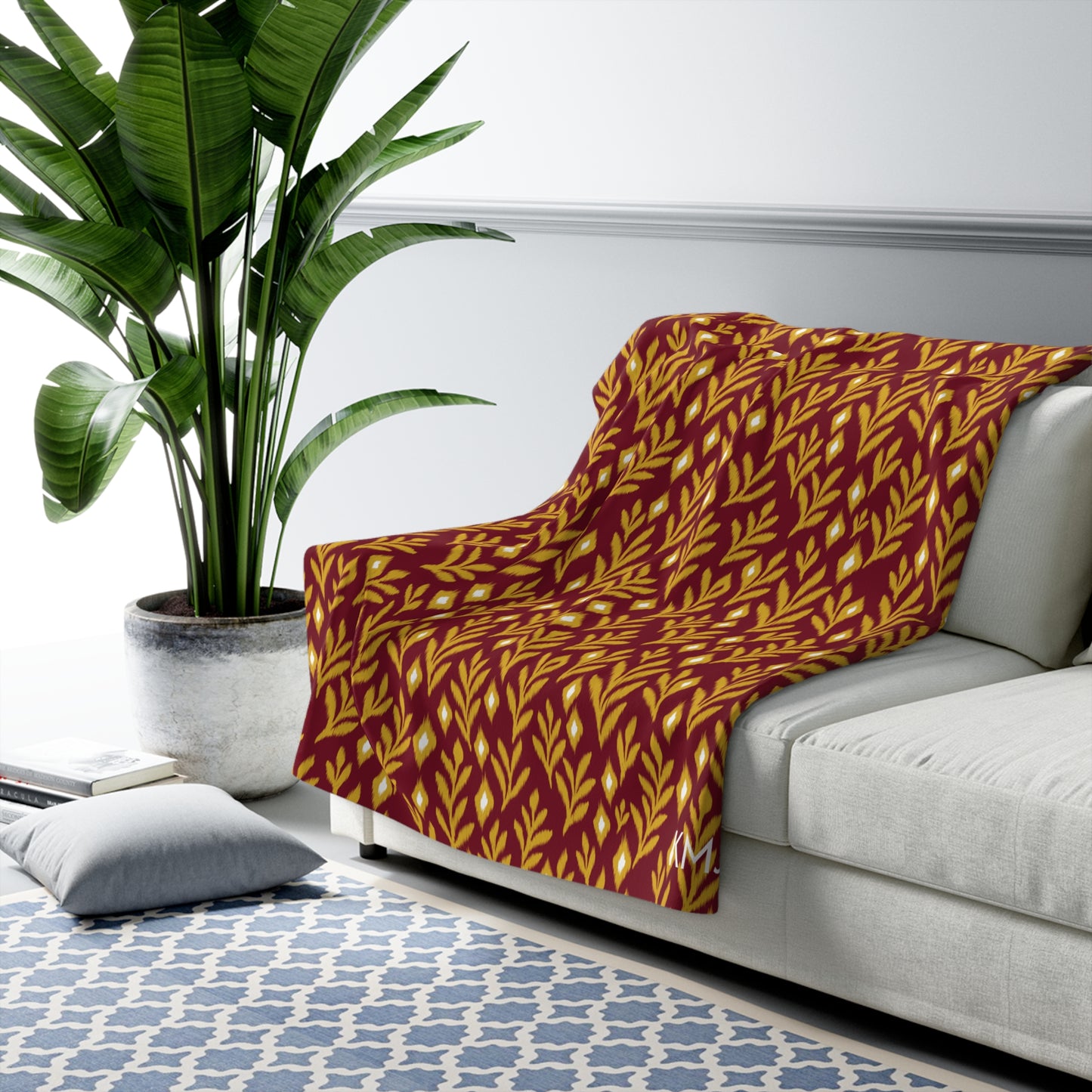 Sherpa Fleece Blanket- Personalized | Red & Yellow | Laurel