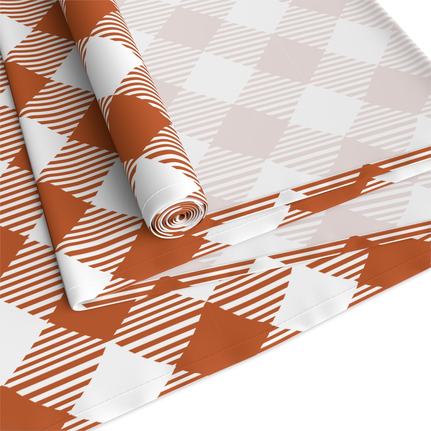 Table Runner | Dark Orange & White | Gingham