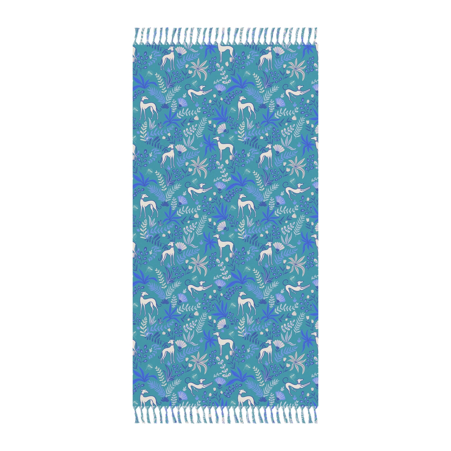 Boho Beach Towel | Greyhounds | Teal Fern