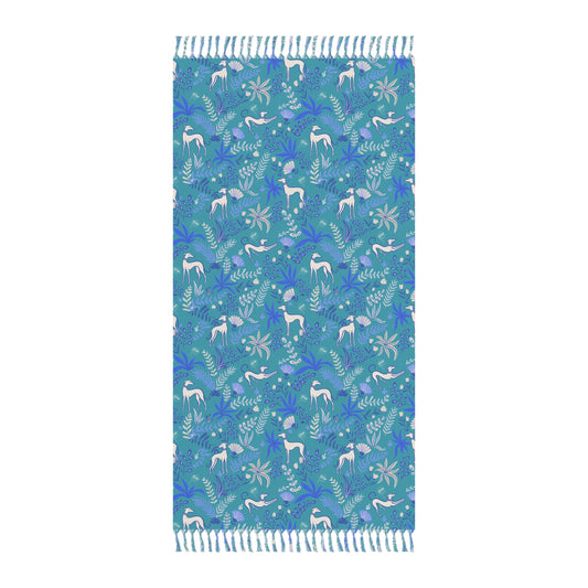 Boho Beach Towel | Greyhounds | Teal Fern
