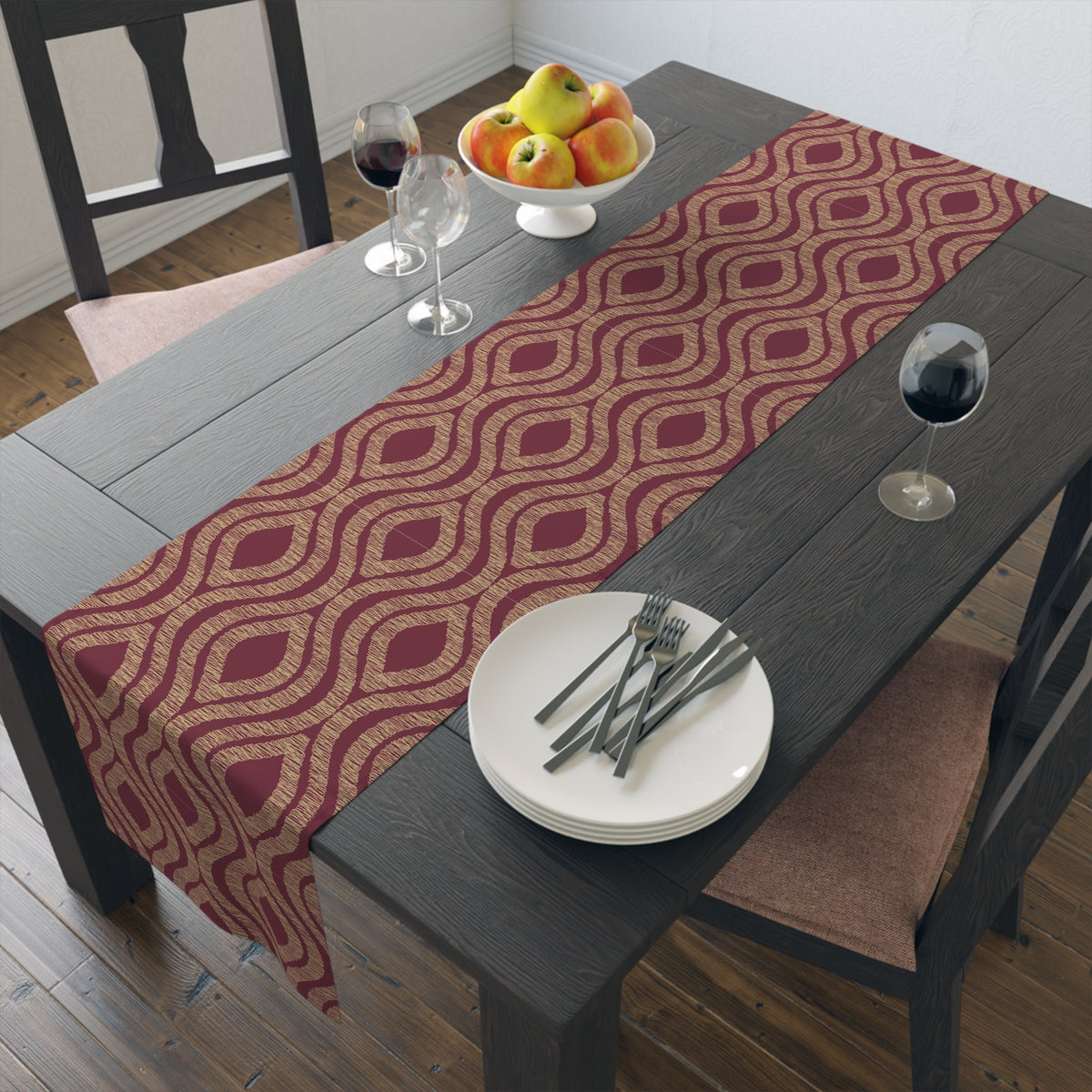 Table Runner | Maroon & Gold | Ogee