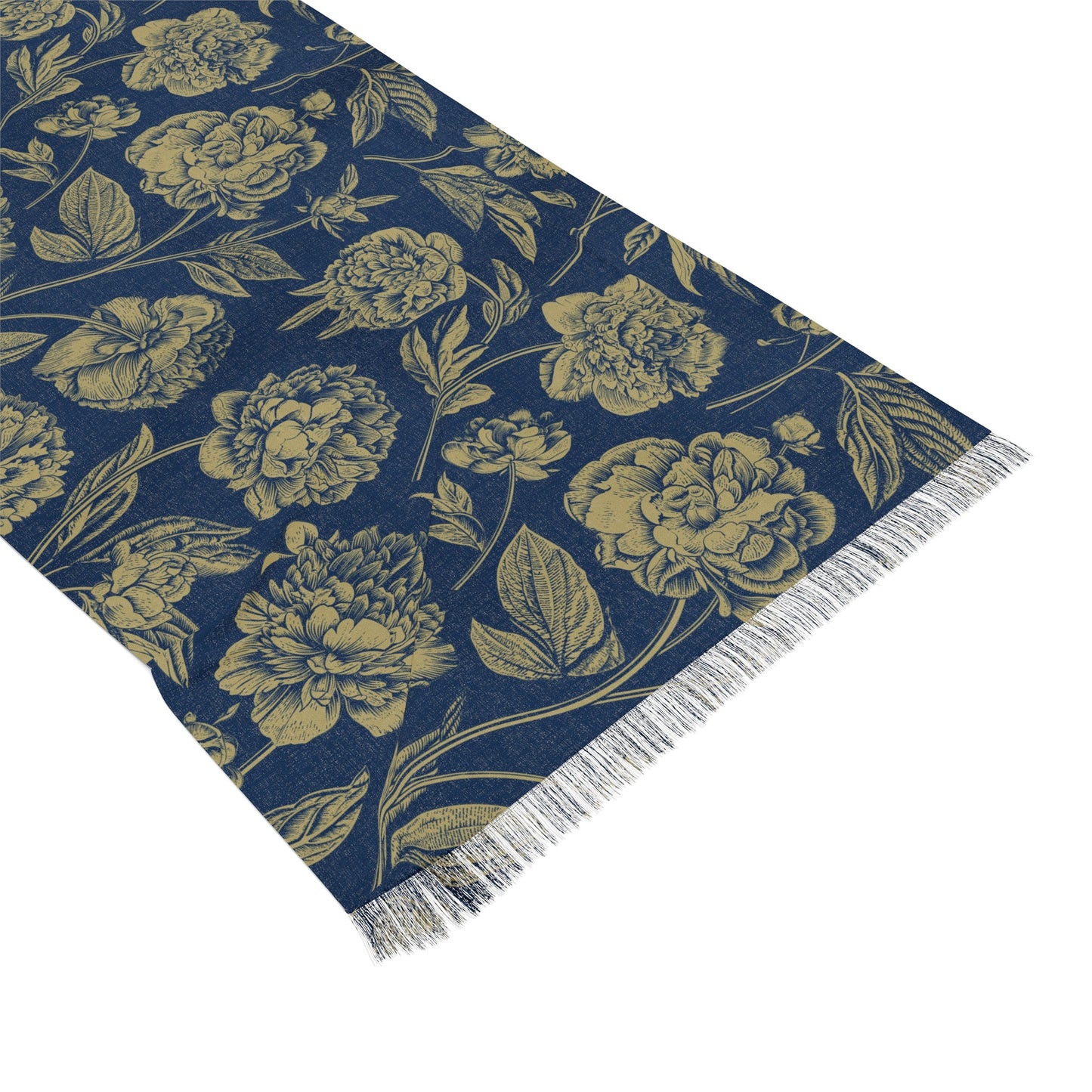 Scarf | Blue & Gold | Peony