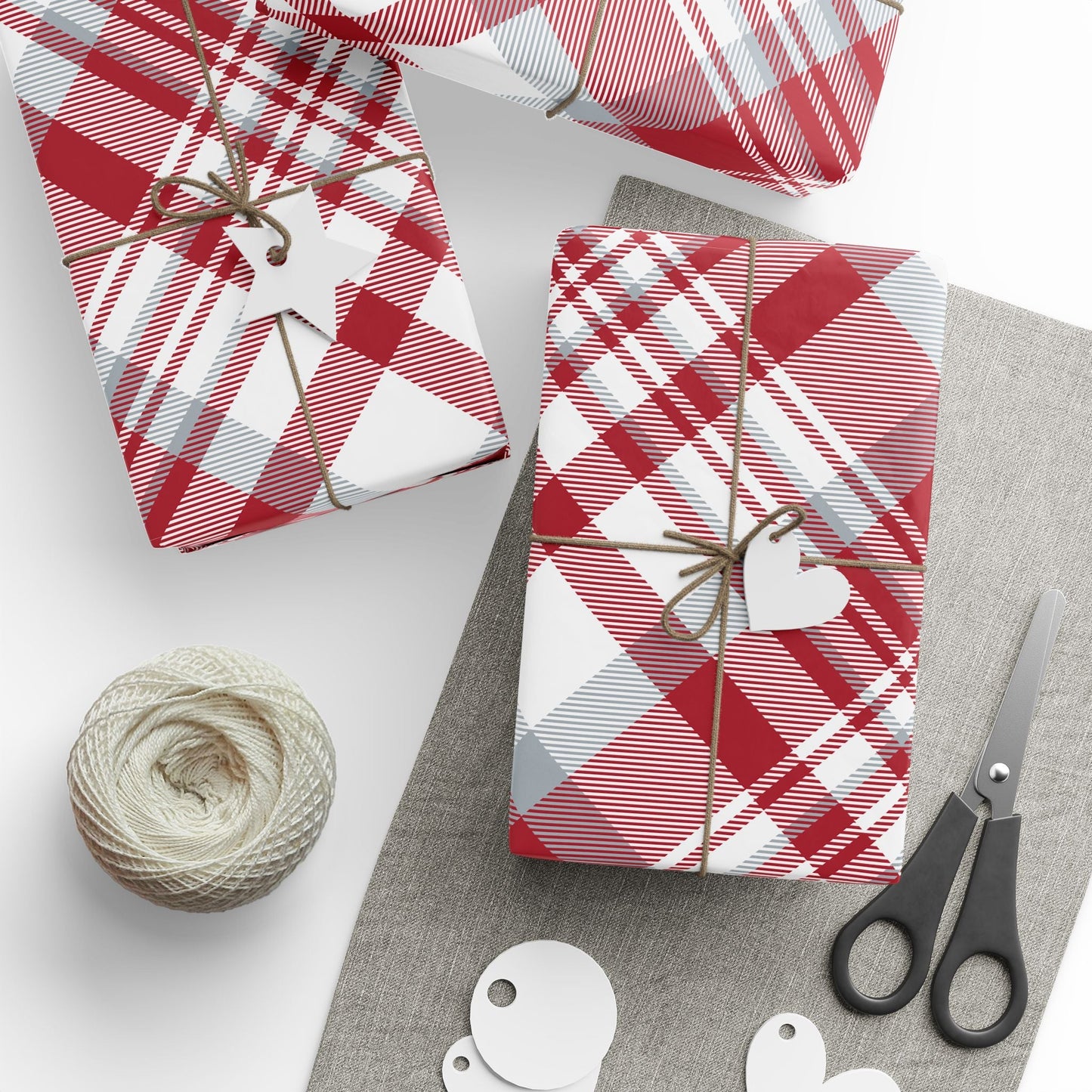 Gift Wrap | Red & Gray | Tartan