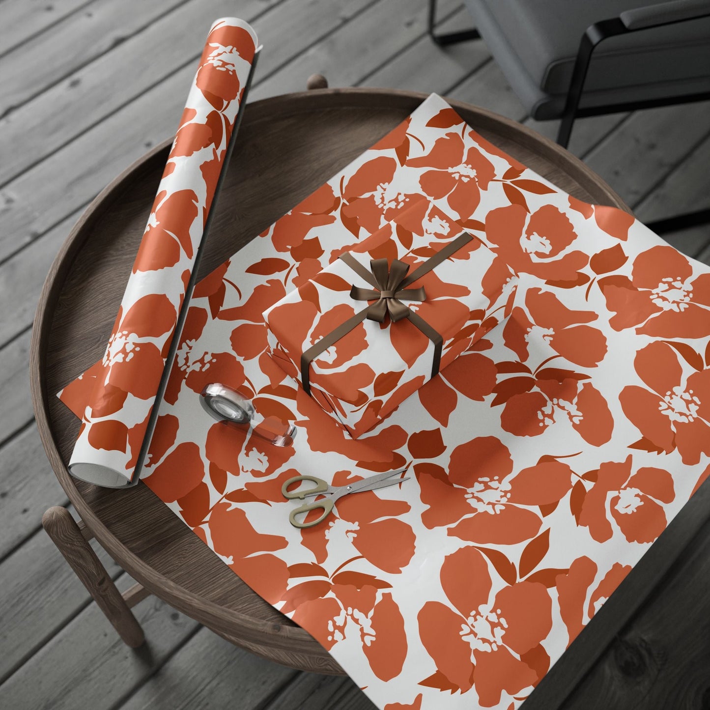 Gift Wrap | Dark Orange & White | Poppy