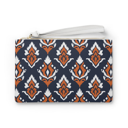 Clutch Bag | Orange & Blue | Ikat