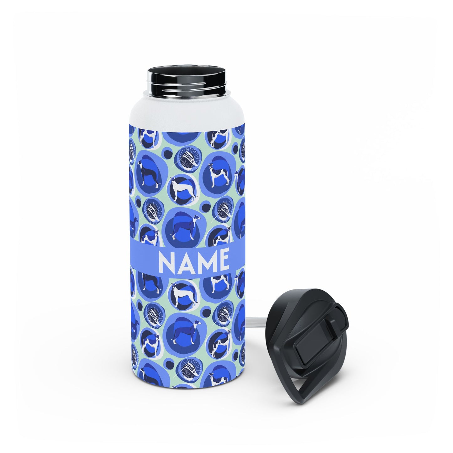 Insulated Water Bottle | Greyhounds | Teal Bubbles