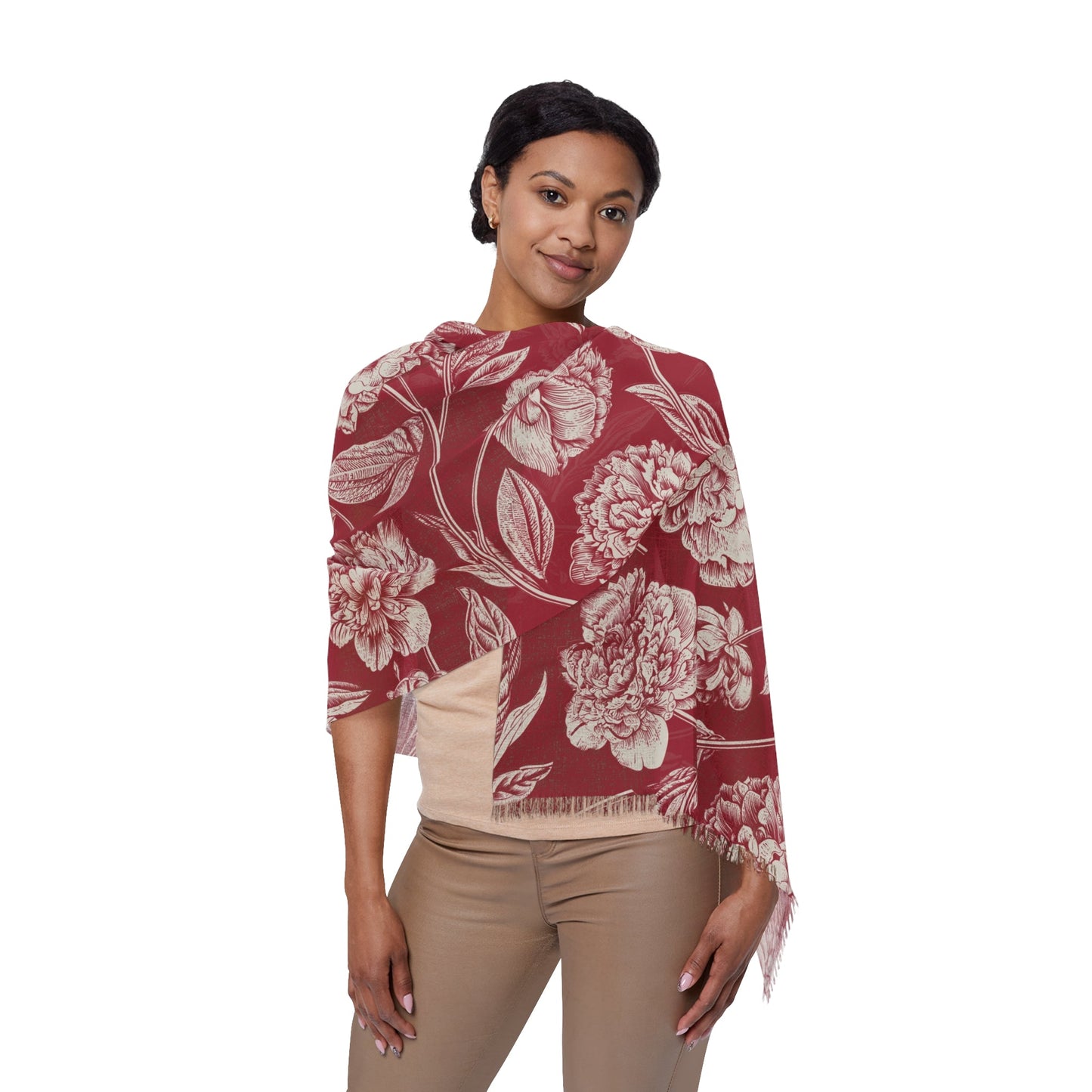 Scarf | Maroon & White | Peony