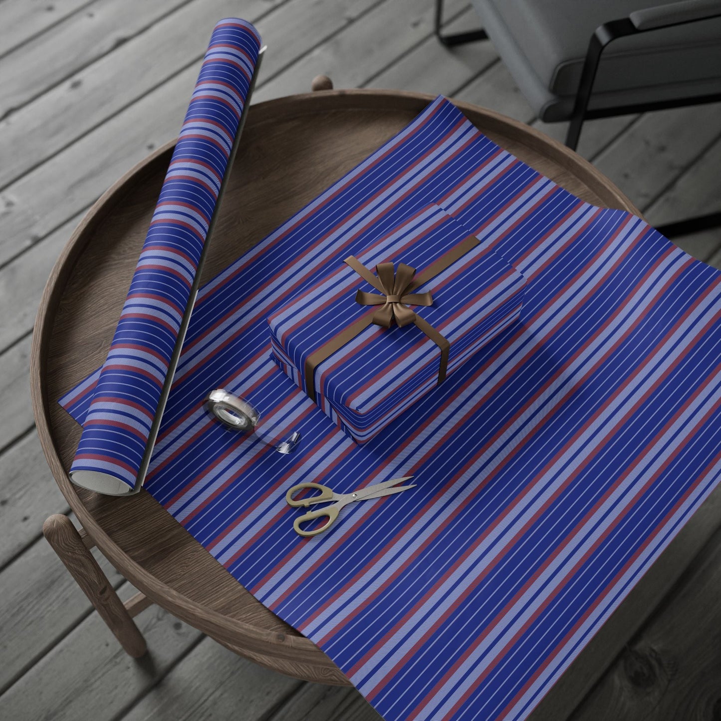 Gift Wrap | Bright Blue & Orange | Stripe