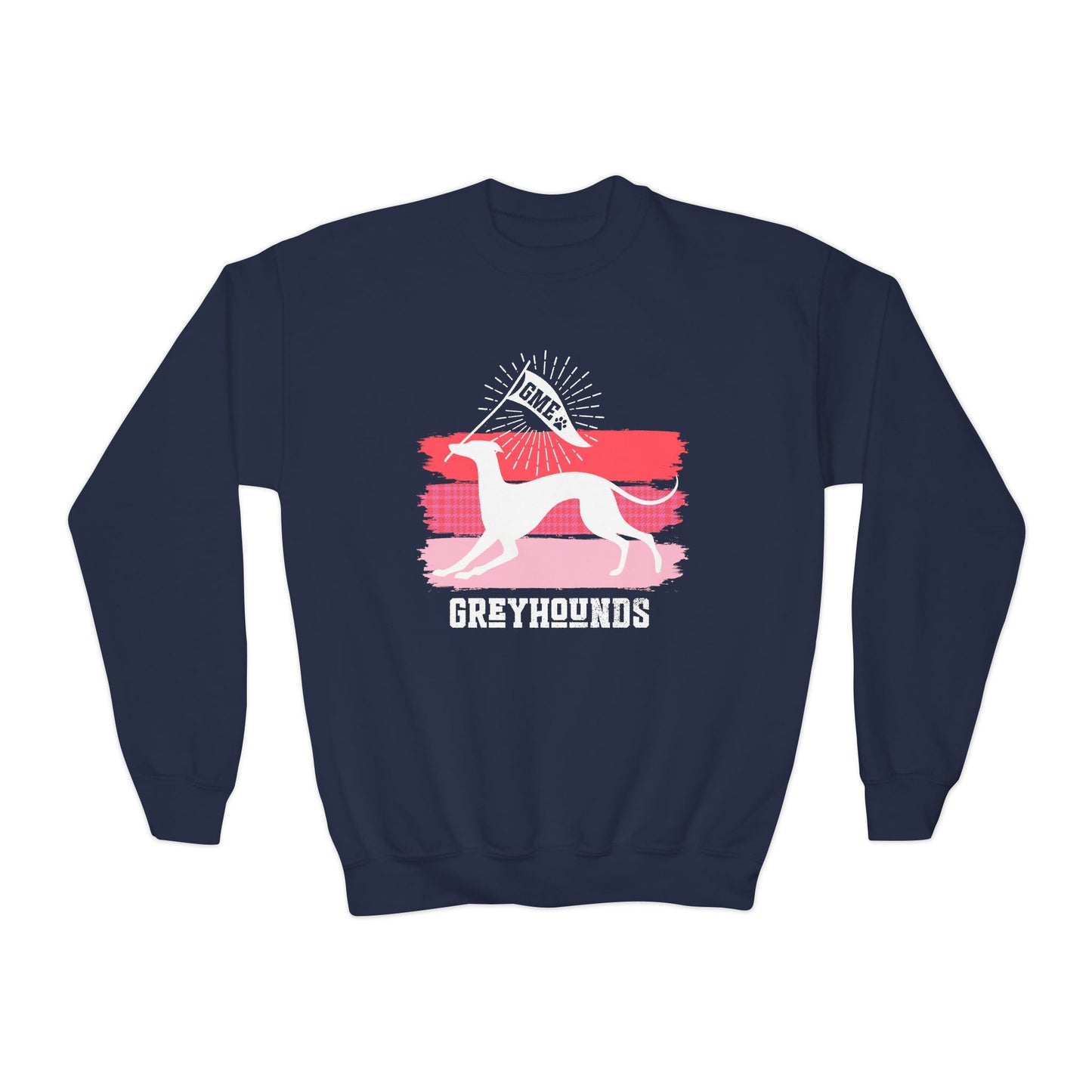 Youth Crewneck Sweatshirt | Greyhounds | Pink Flag