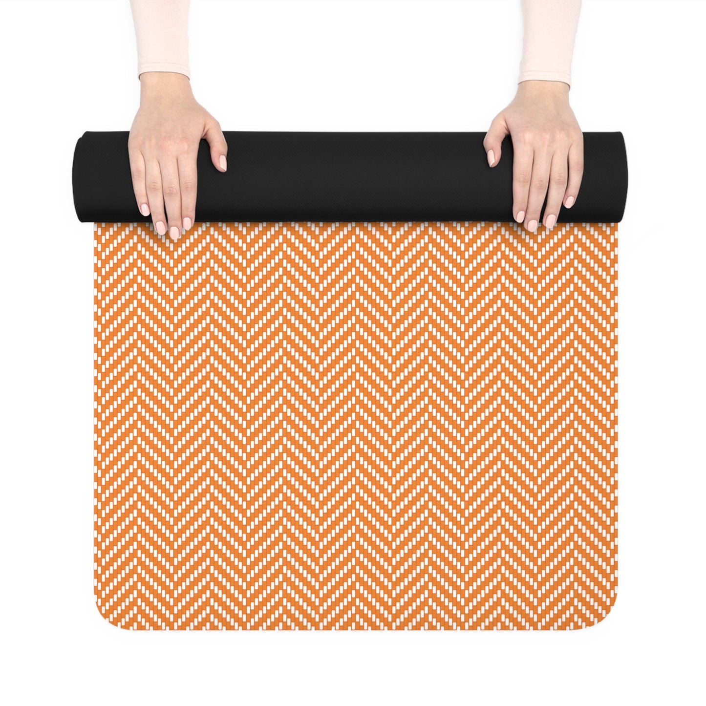 Yoga Mat | Orange & White | Herringbone