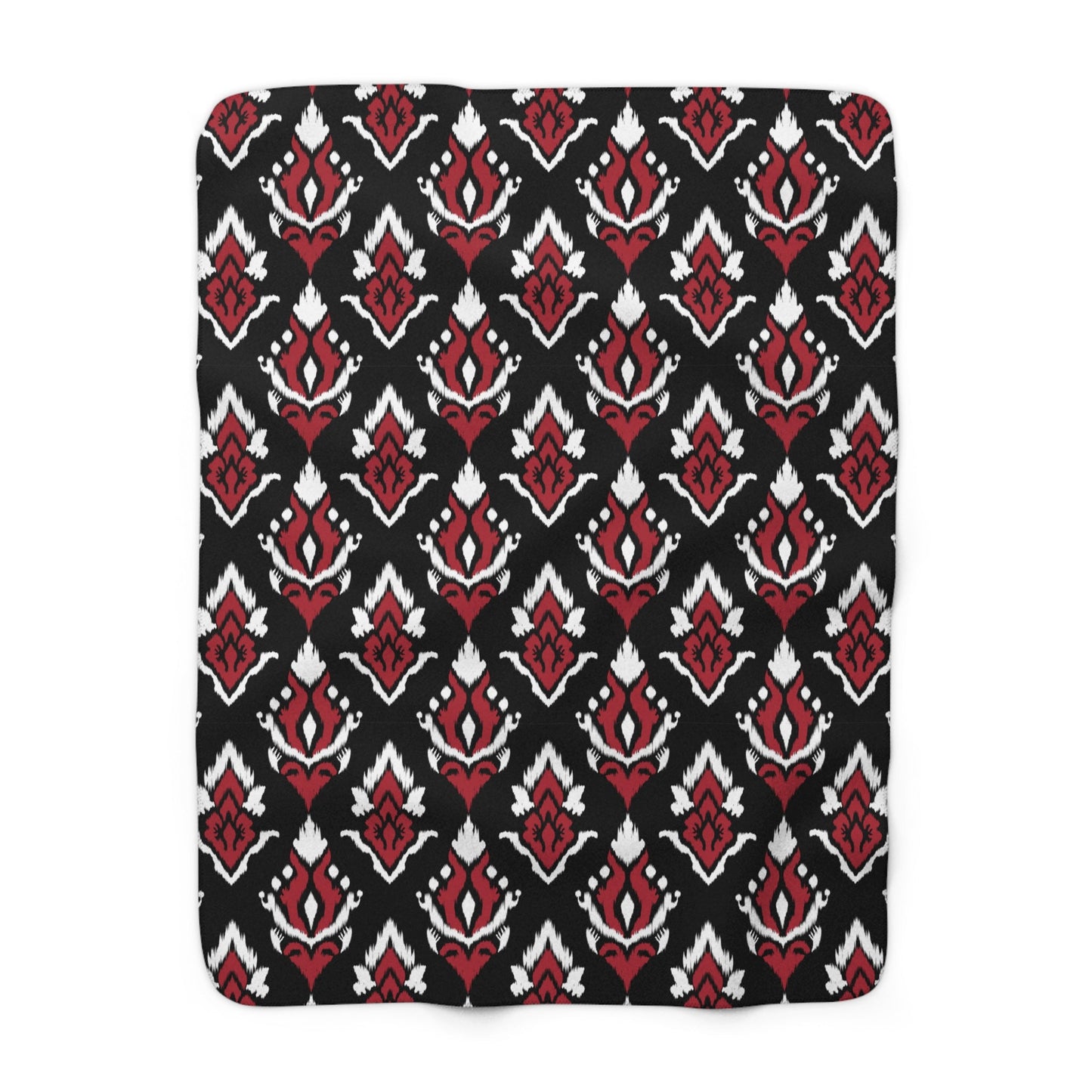 Sherpa Fleece Blanket | Red & Black | Ikat