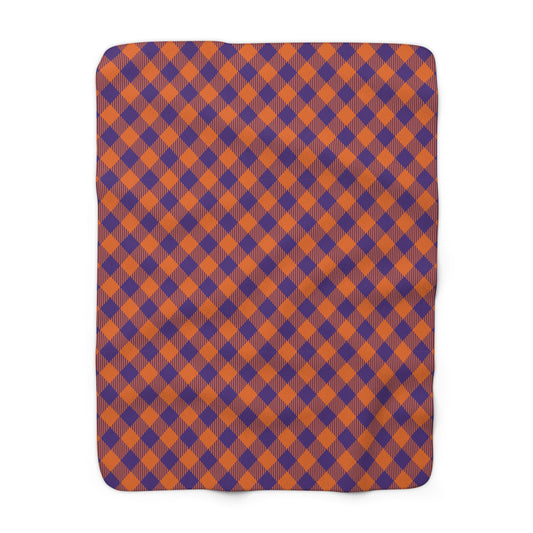 Sherpa Fleece Blanket | Clemson, South Carolina | Gingham