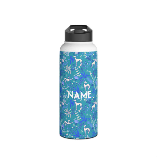 Insulated Water Bottle | Greyhounds | Teal Fern
