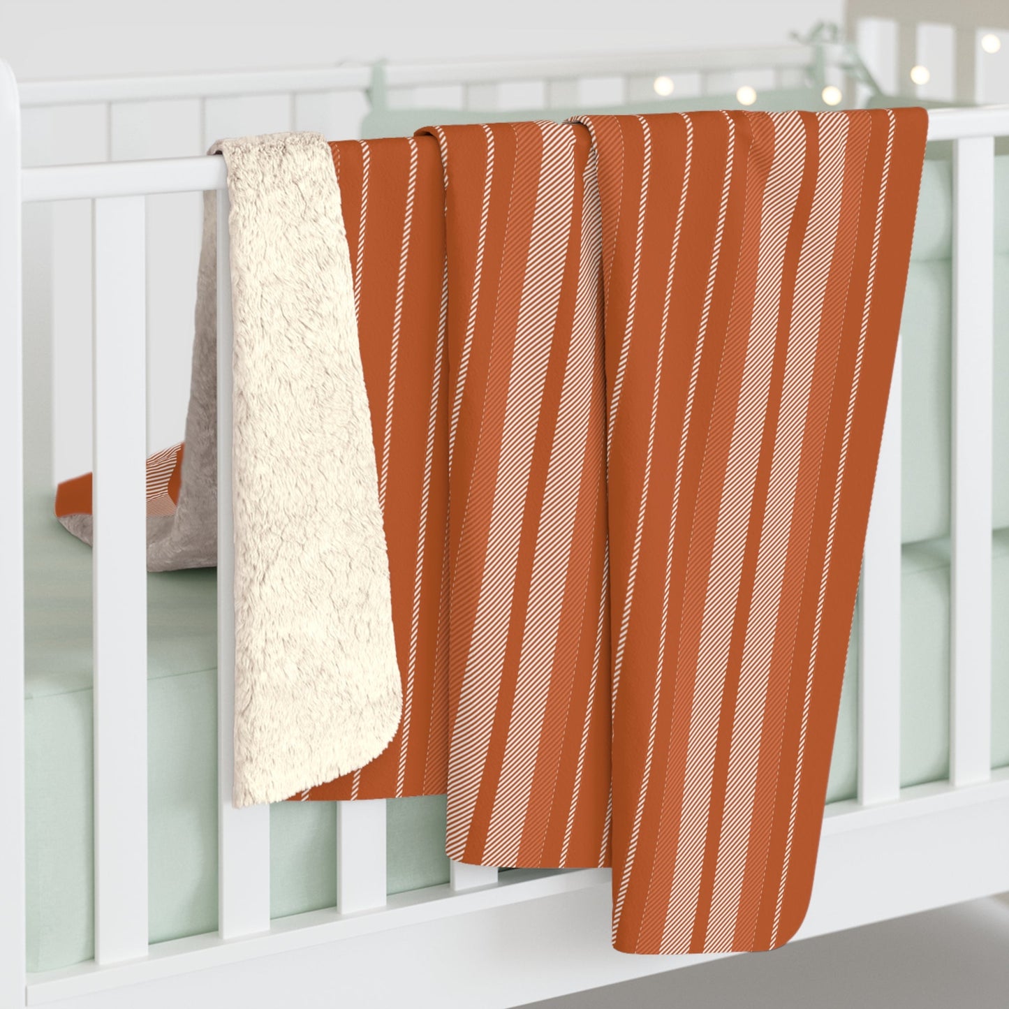 Sherpa Blanket | Dark Orange & White | Stripe