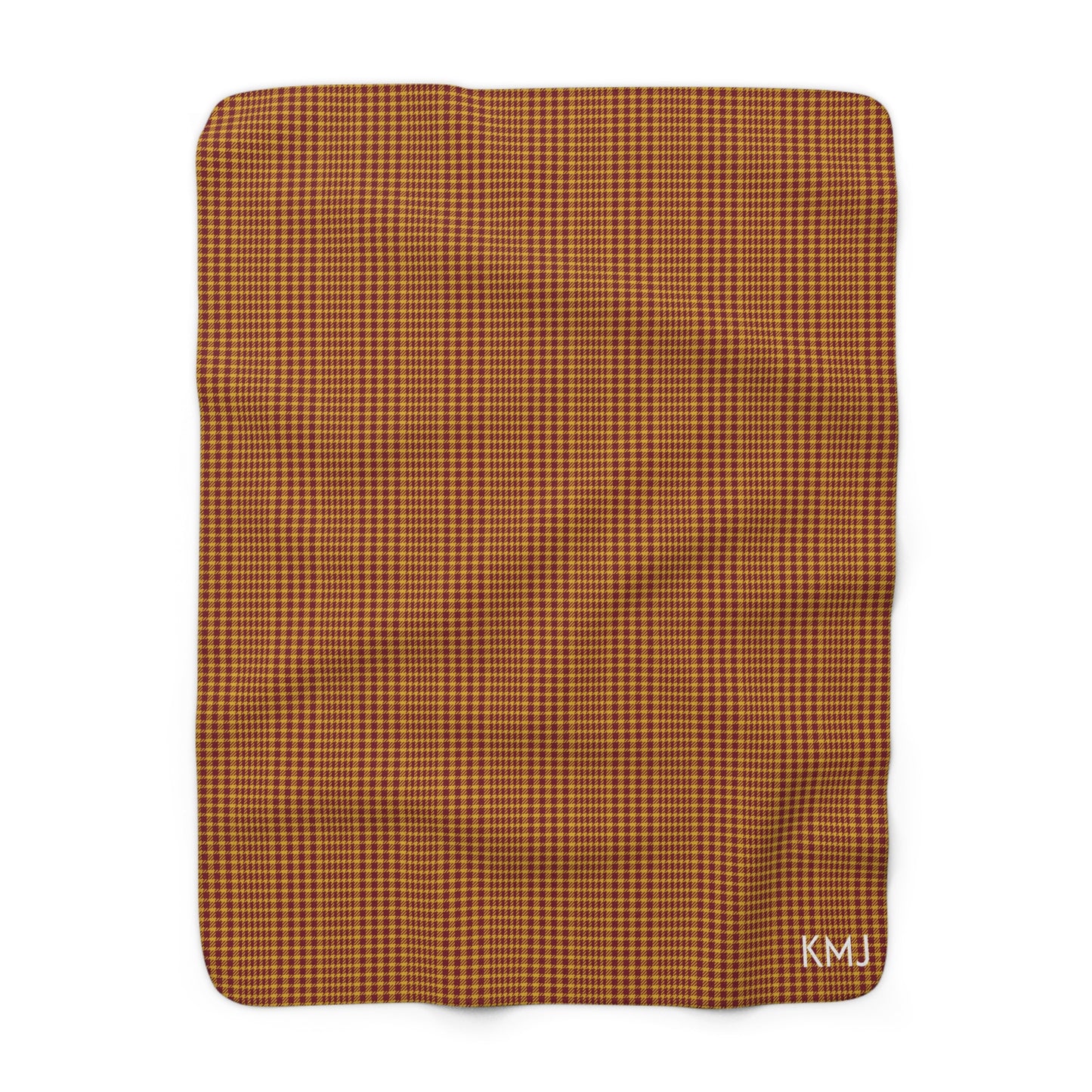 Sherpa Fleece Blanket- Personalized | Red & Yellow | Tweed