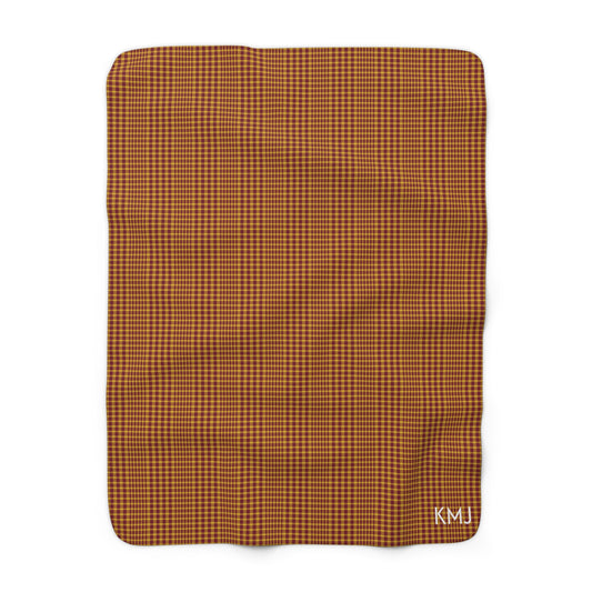 Sherpa Fleece Blanket- Personalized | Red & Yellow | Tweed