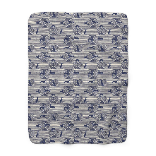 Sherpa Blanket | Greyhounds | Blue Track