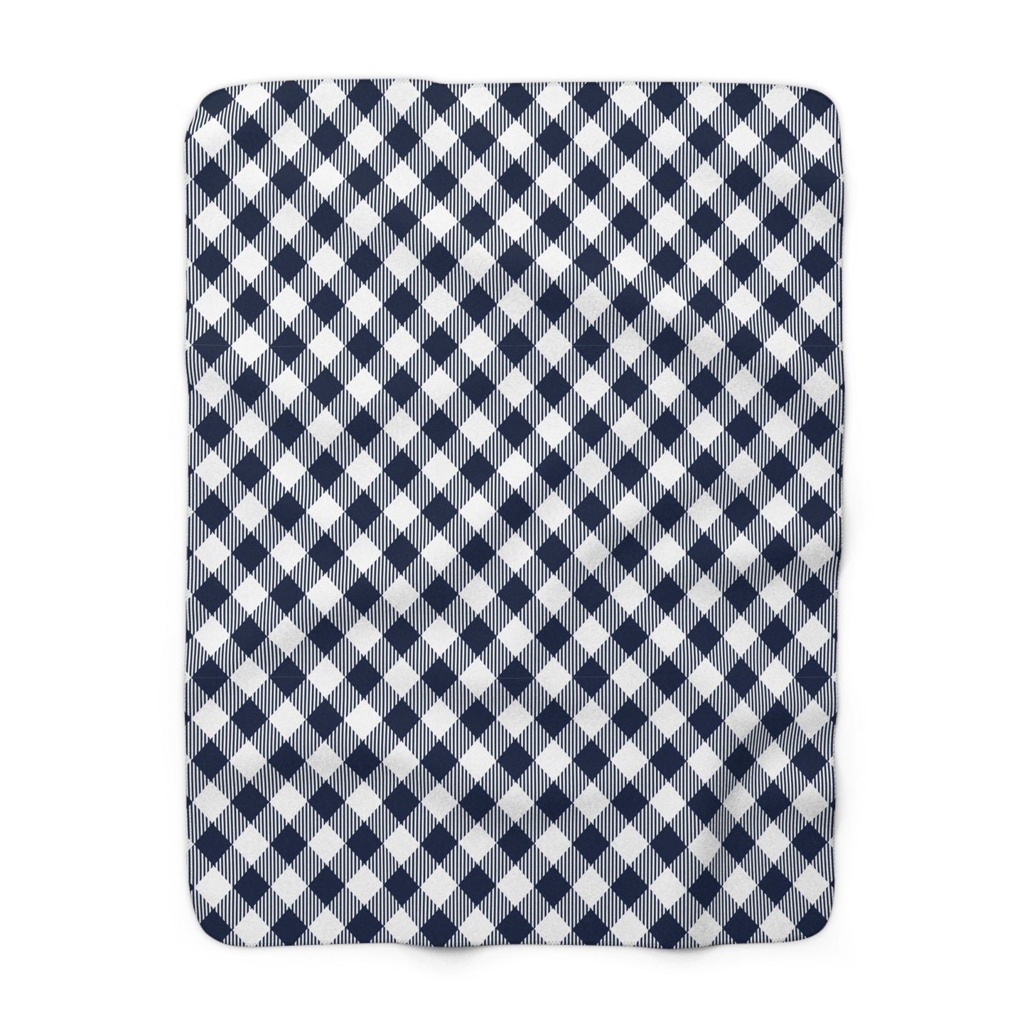 Sherpa Fleece Blanket | Navy & White | Gingham
