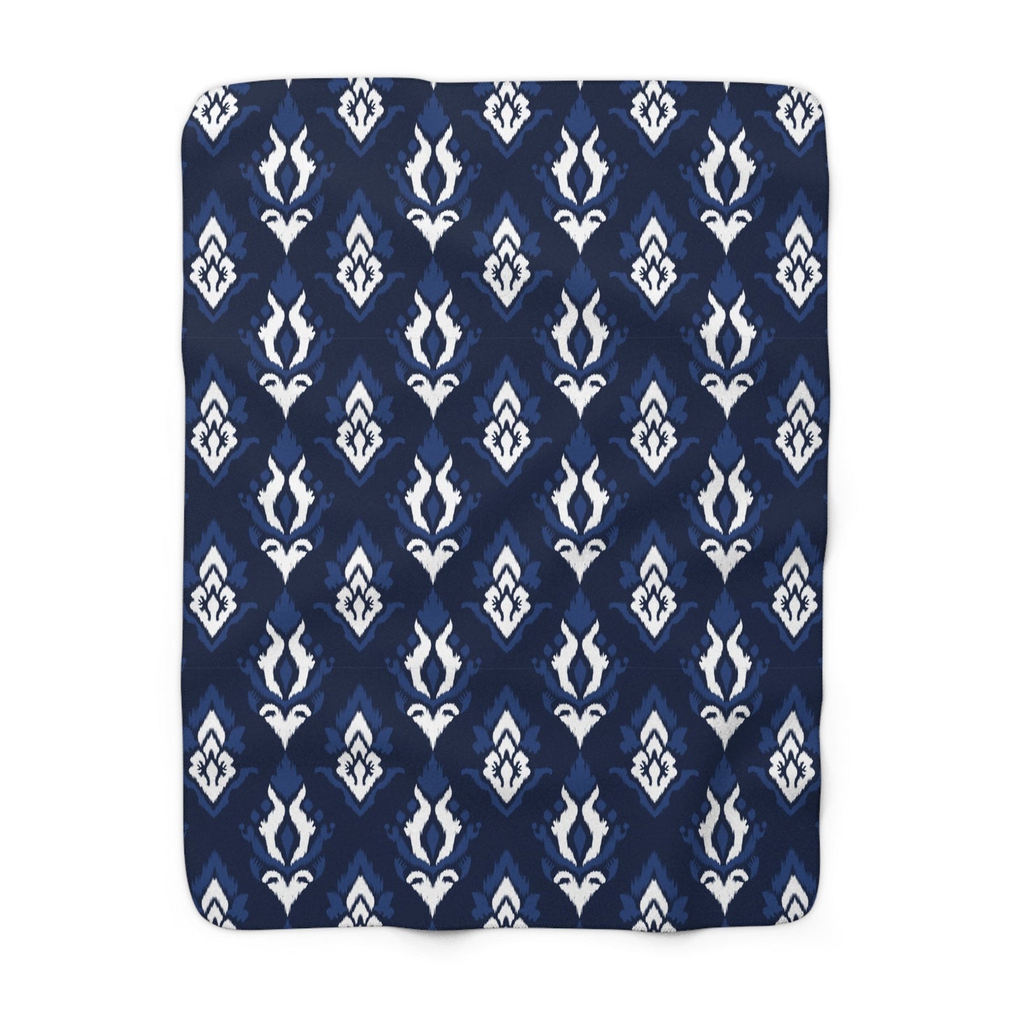 Sherpa Fleece Blanket | Navy & White | Ikat