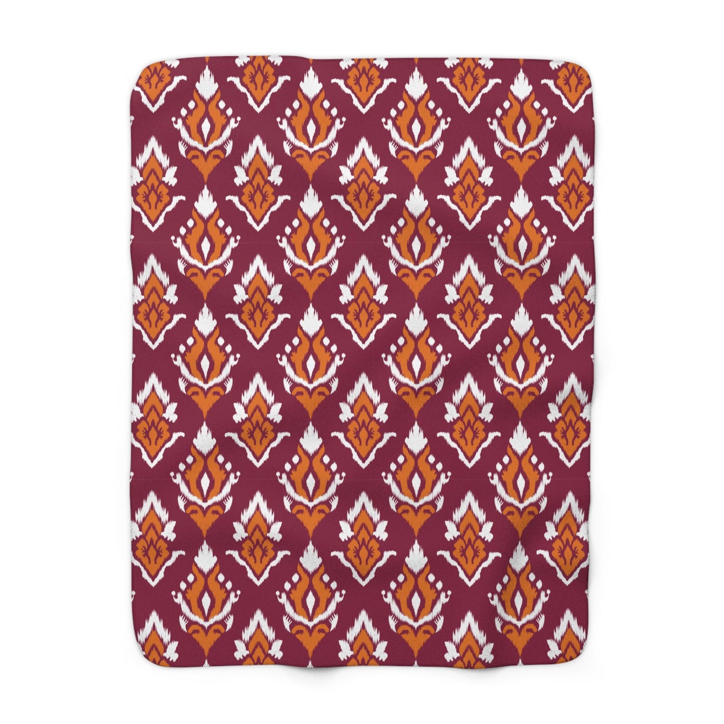 Sherpa Blanket | Maroon & Orange | Ikat