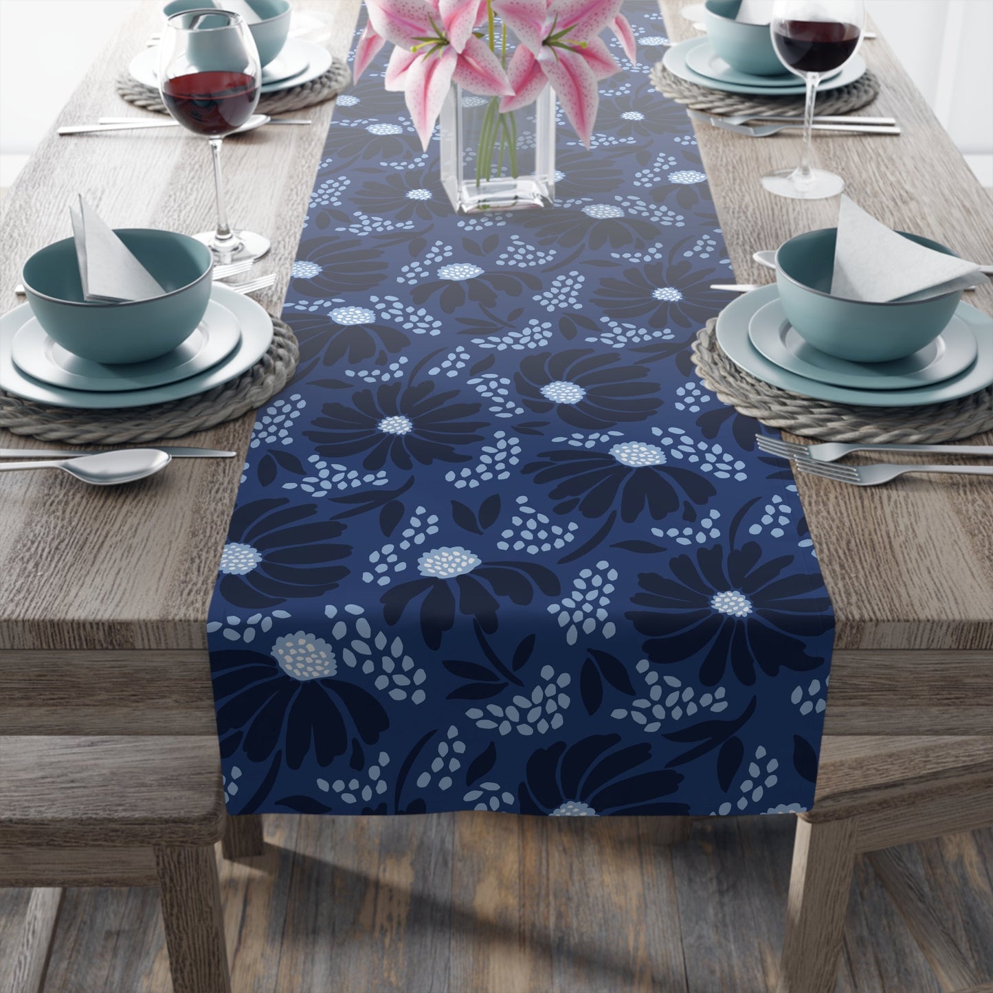 Table Runner | Navy & White | Bellis