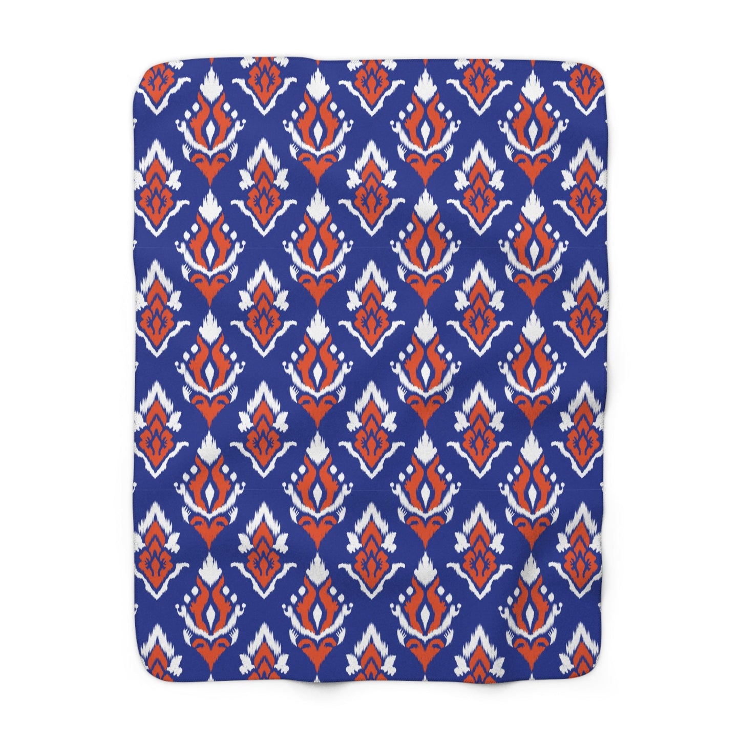 Sherpa Fleece Blanket | Bright Blue & Orange | Ikat