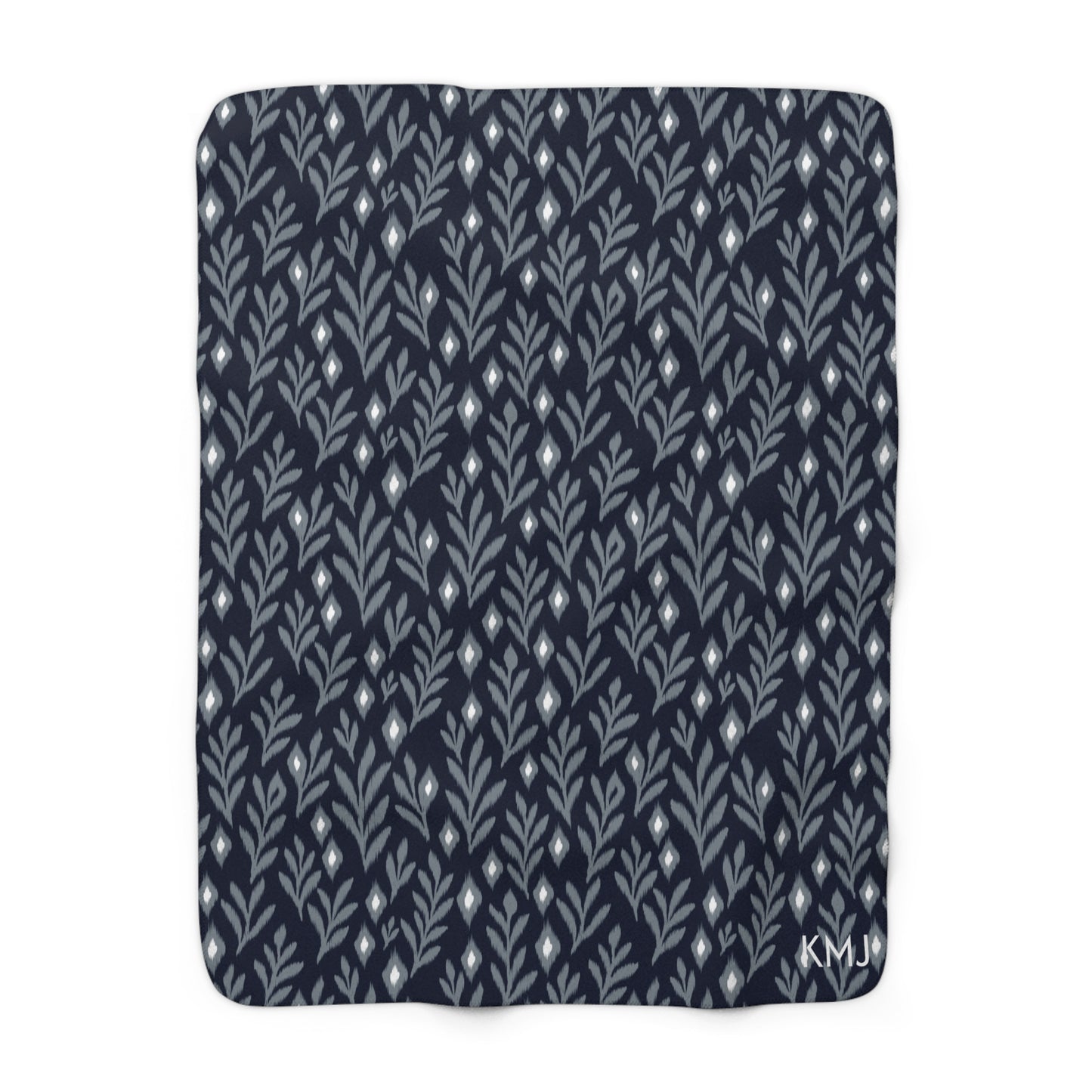 Sherpa Fleece Blanket- Personalized | Navy & White | Laurel