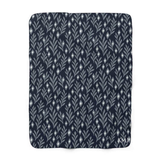 Sherpa Fleece Blanket- Personalized | Navy & White | Laurel