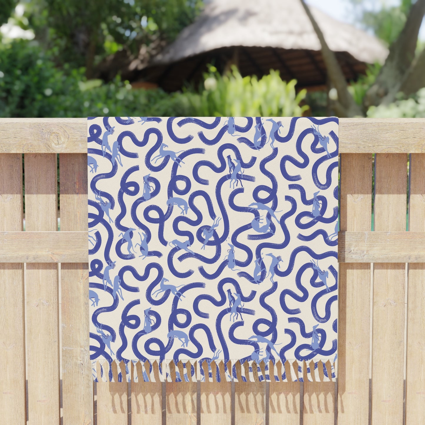 Boho Beach Towel | Greyhounds | Blue Ribbon