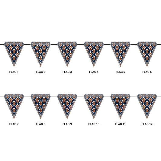 Flag Garland | Orange & Blue | Ikat