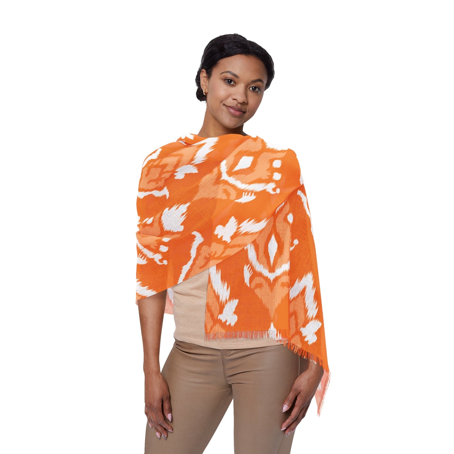 Scarf | Orange & White | Ikat